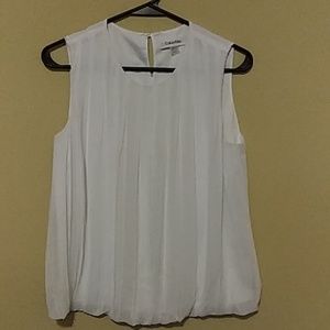 Calvin Klein White Sleeveless Blouse